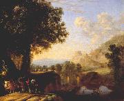 SWANEVELT, Herman van Italian Landscape with Bridge and Castle ar oil painting